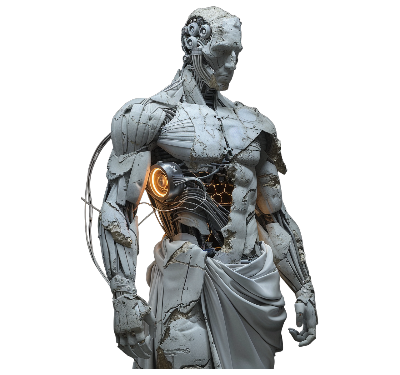 Kronos — Orchestrator, cyborg titan statue