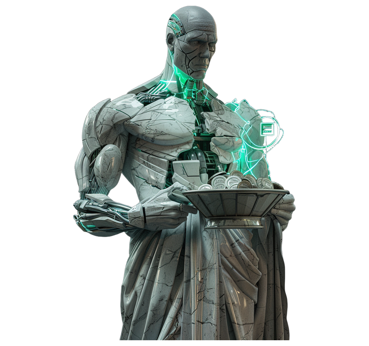 Plutus — Finance, Invoicing & Admin, cyborg titan statue